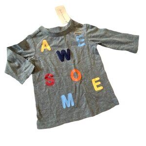 First Impressions Infant Soft Long Sleeve T-shirt-Gray-Size 3-6 Months-NWT